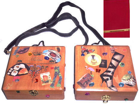 Decorated Wood Look Cigar Box Purse-Decorated Wood Look Cigar Box Purse 